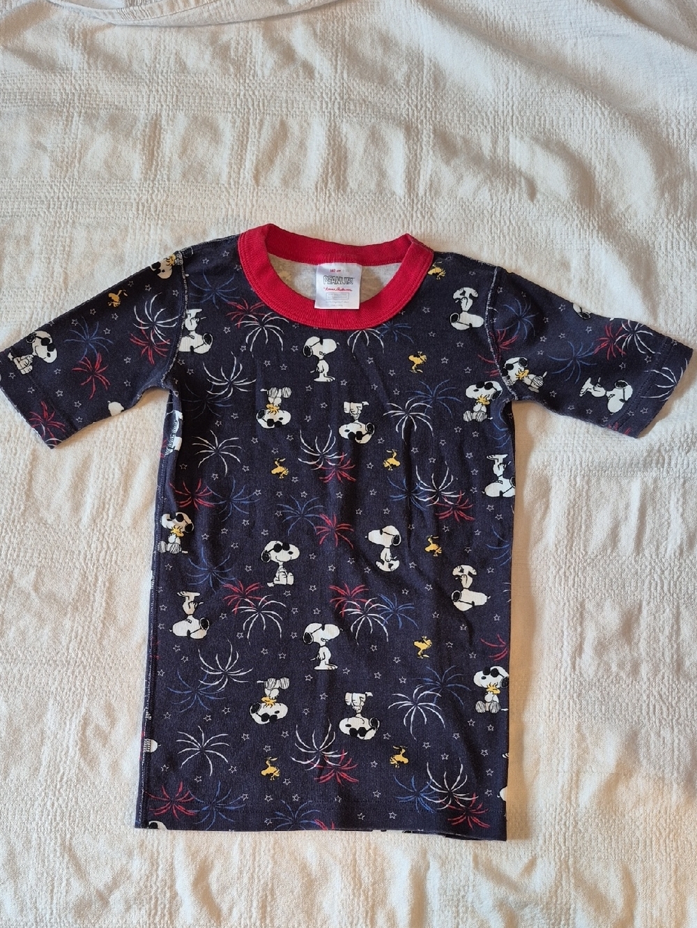 Hanna Andersson boys size 140 or 10 blue Peanuts design pajama top VGUC